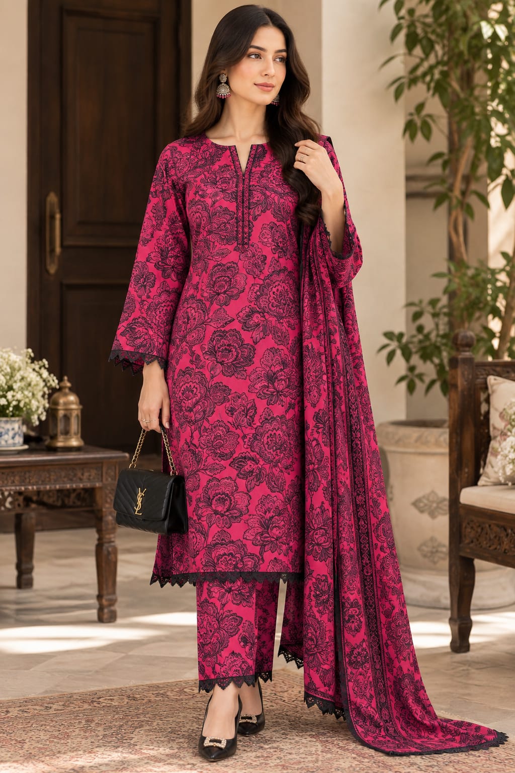 Pink Bloom – 3-Piece Printed Suit